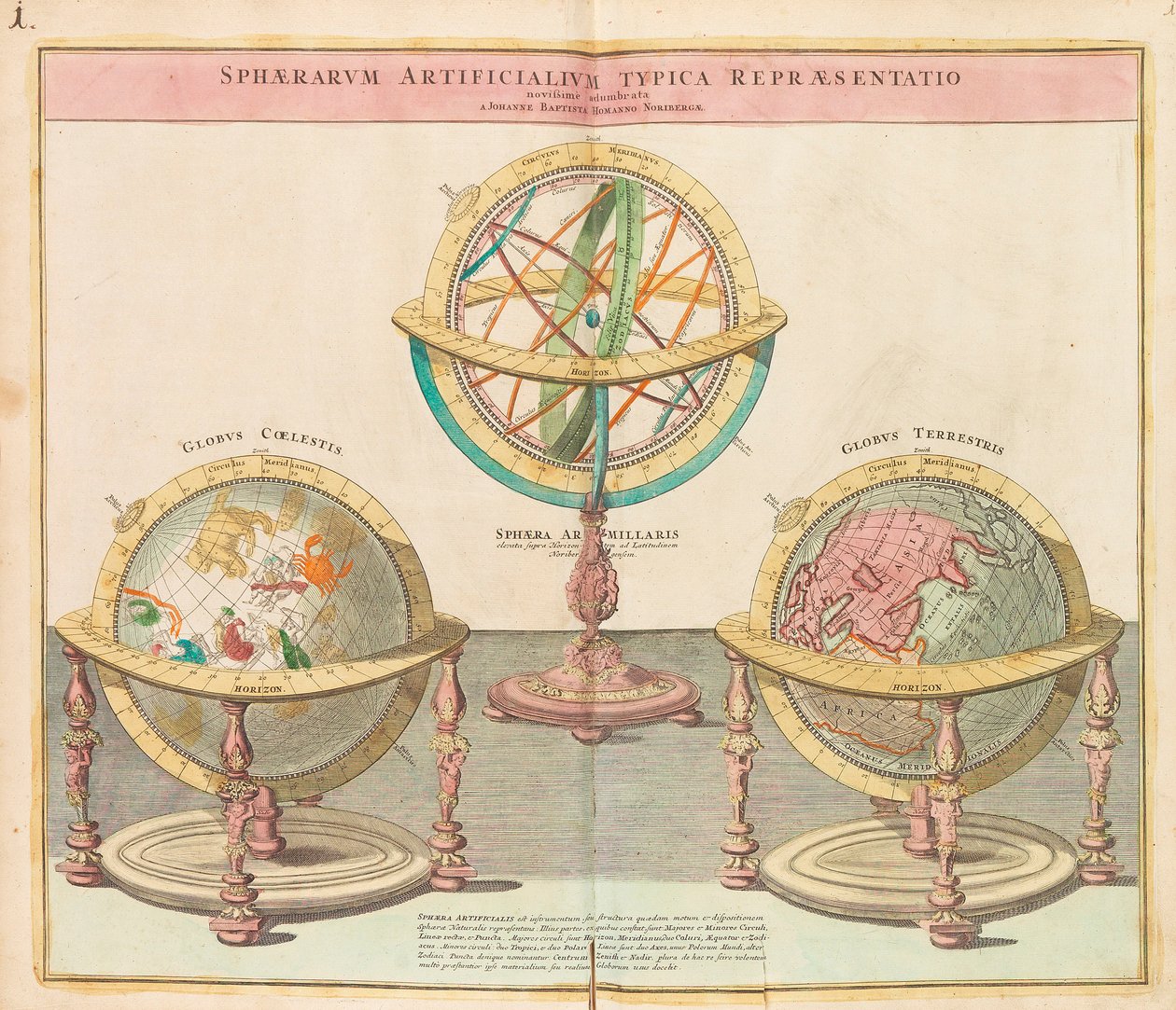 Glóby z Velkého atlasu celého světa, 1725. od Johann Baptista Homann
