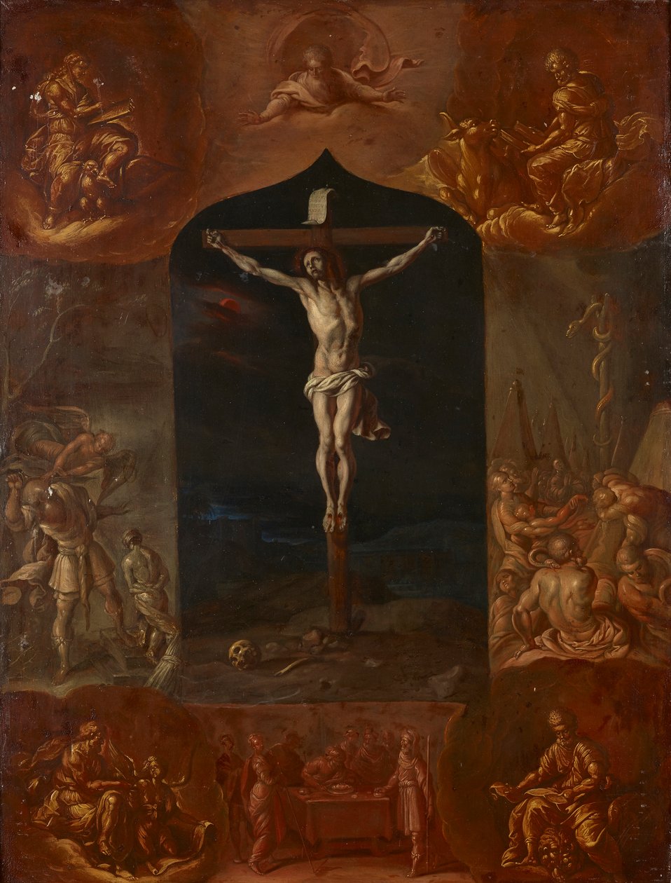 Ježíš ukřižovaný a sedm biblických scén od Johann Carl von Reslfeld