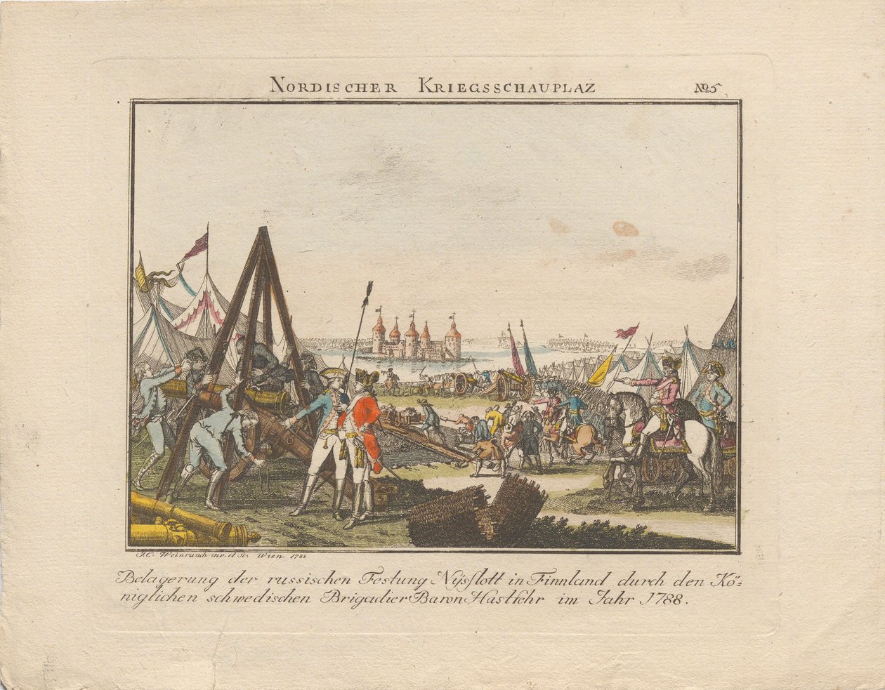 Obléhání ruské pevnosti Nyslott ve Finsku, 1788. od Johann Caspar Weinrauch