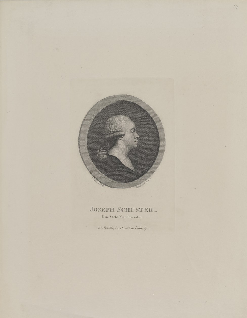 Portrét skladatele Josepha Schustera 1748-1812, 1811. od Johann Christian Benjamin Gottschick