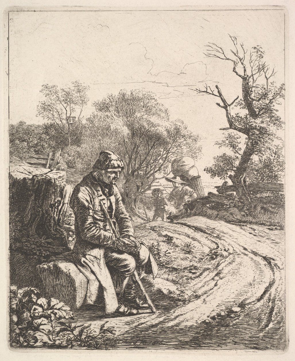 Starý muž sedící na silnici, 1818. od Johann Christian Erhard