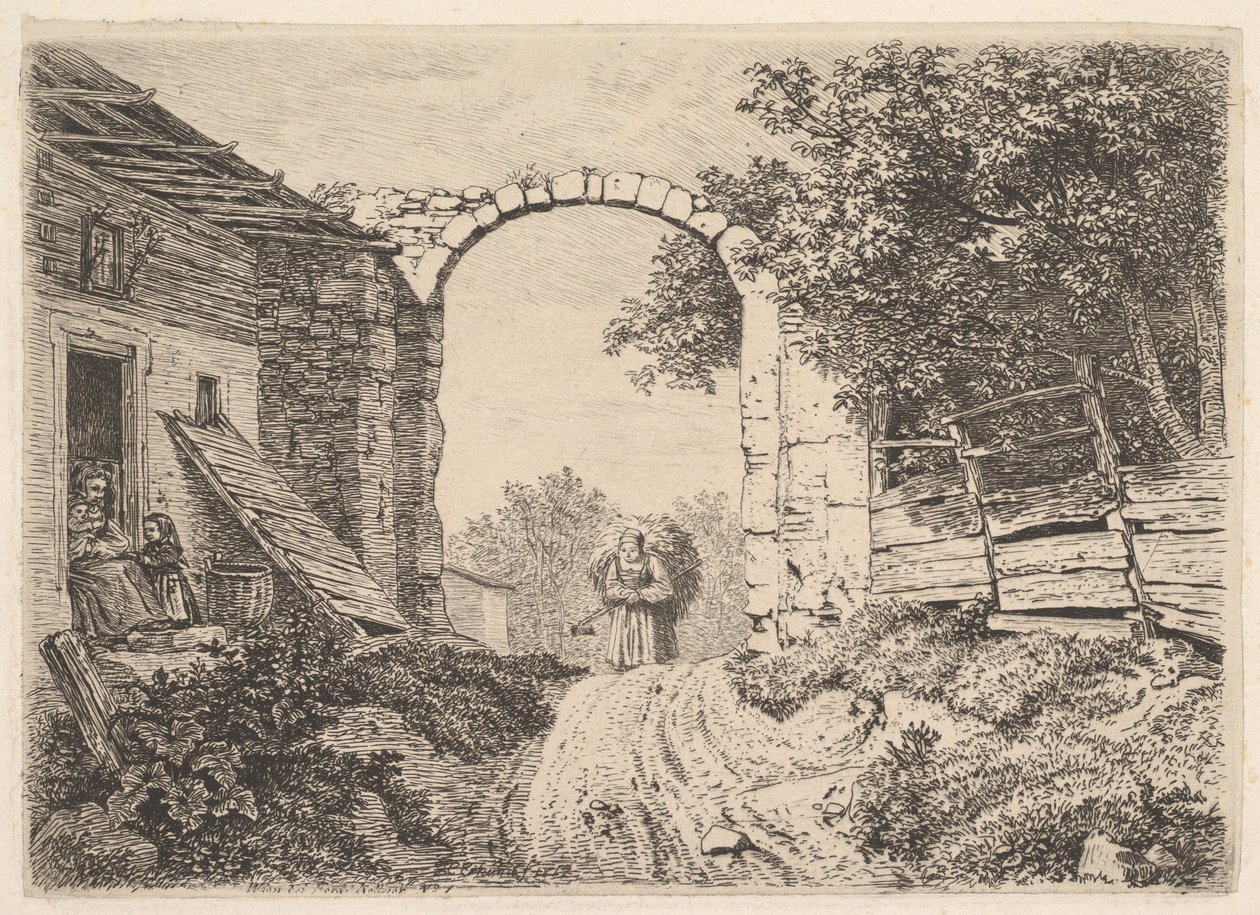 Dívka s nákladem sena, Mimo Thorbogen, 1817. od Johann Christian Erhard
