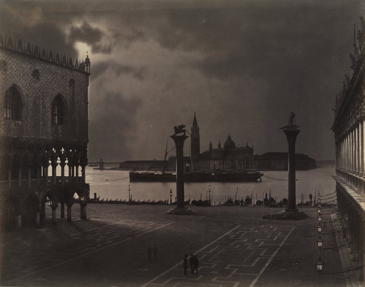 Benátky: Pohled svatého Marka směrem k San Giorgio Maggiore, v měsíčním světle od Johann Christian Neuber