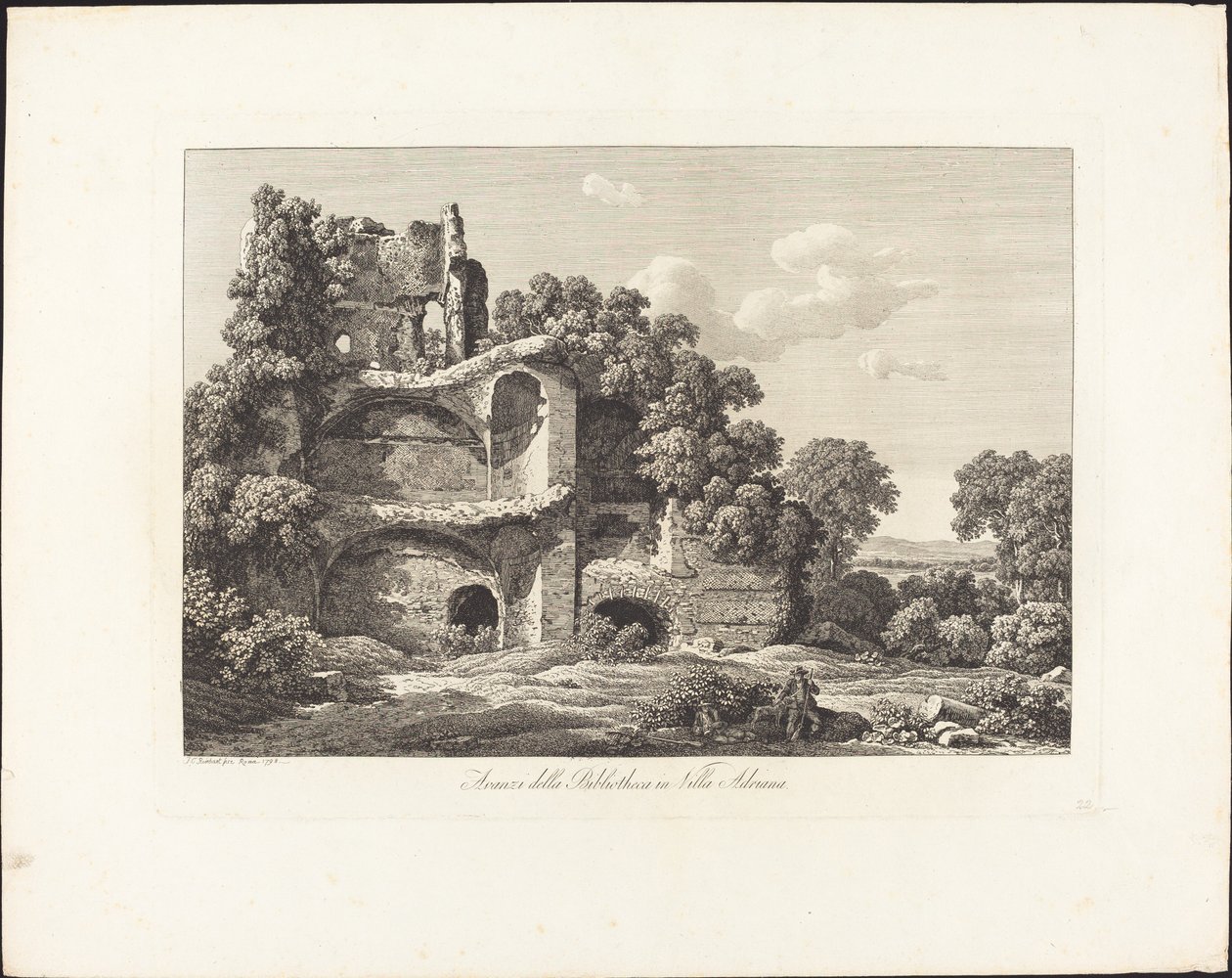 Zbytky z Bibliotheca ve vile Adriana od Johann Christian Reinhart