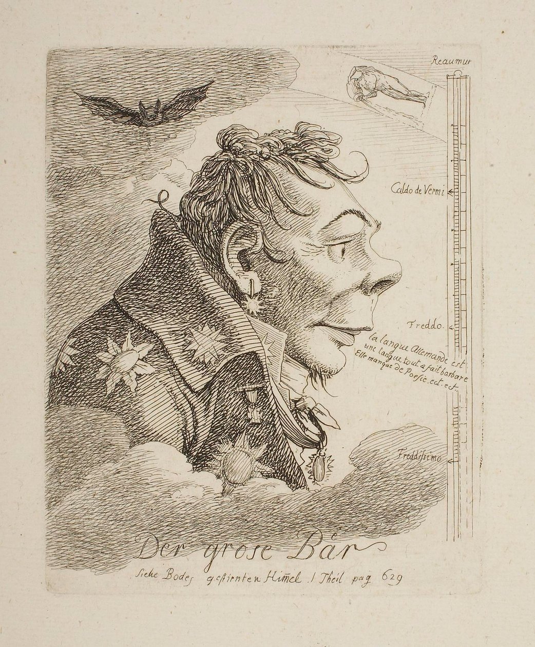 „Velký medvěd“, karikatura ruského hraběte Mattweffa (možná malíře Fjodora Matvejeva) od Johann Christian Reinhart