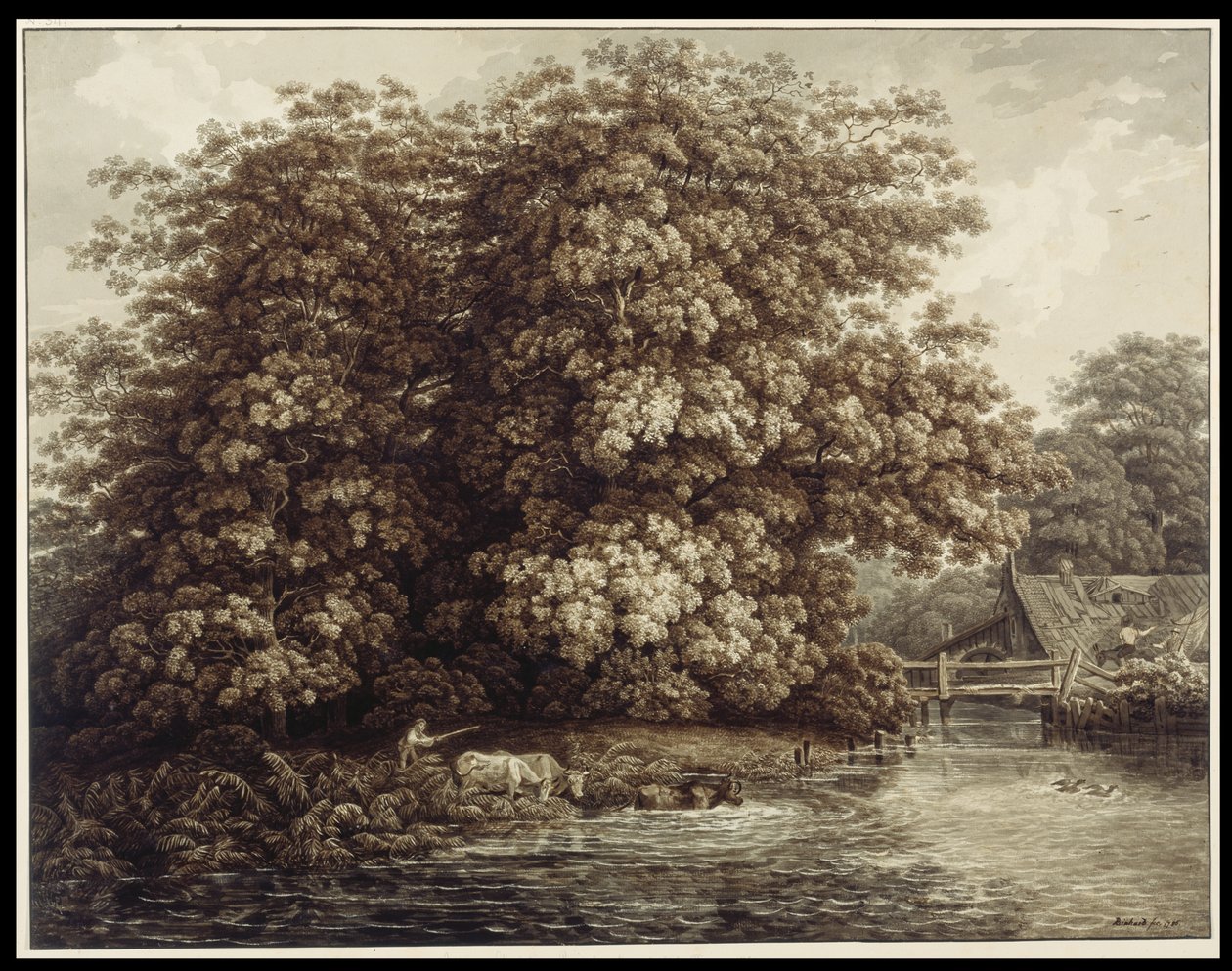 Mlýn u velkých dubů od Johann Christian Reinhart