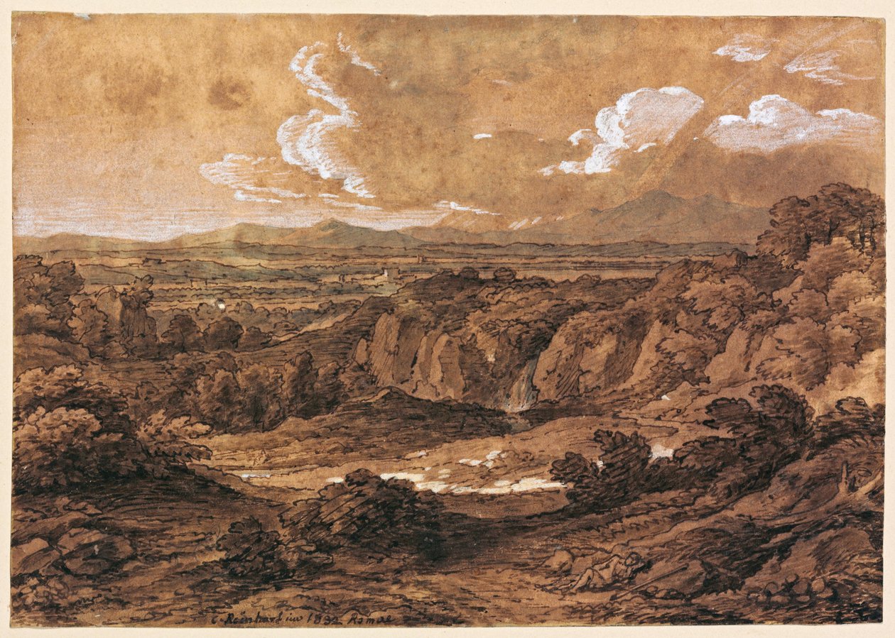 Skalnatá lesní krajina od Johann Christian Reinhart