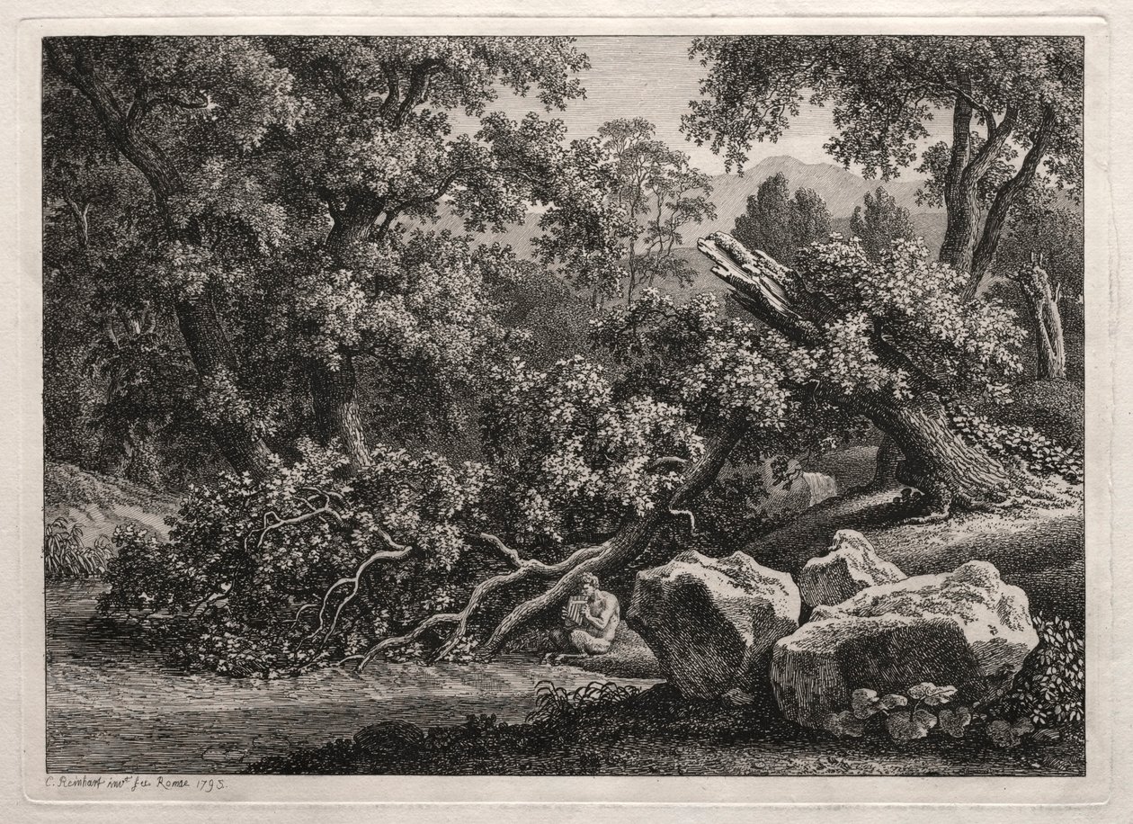 Heroic Landscape: Satyr hrající na flétnu od Johann Christian Reinhart