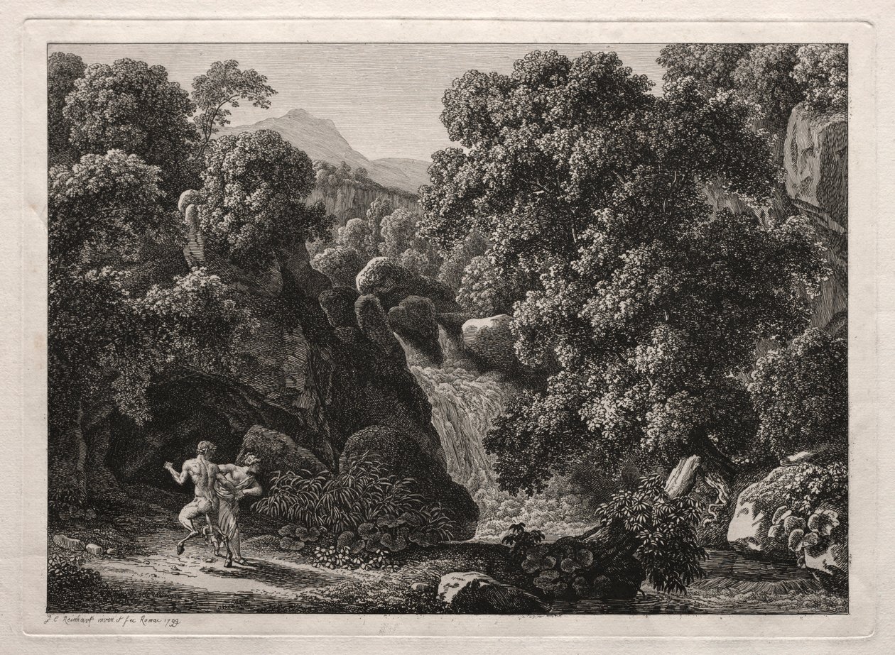 Heroic Landscape: The Satyr and the Nymph, 1799. od Johann Christian Reinhart