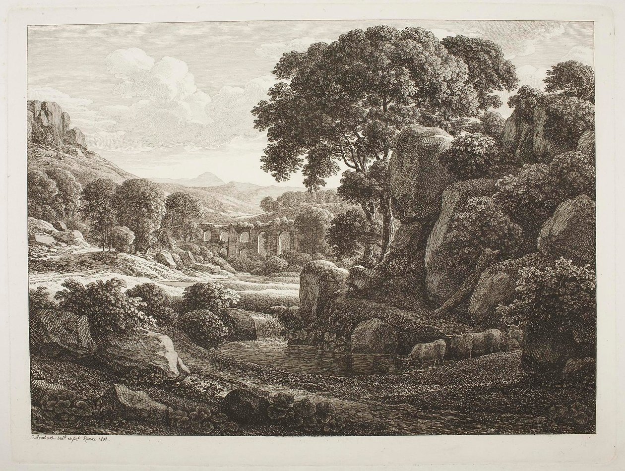 Italská krajina se zříceninami od Johann Christian Reinhart