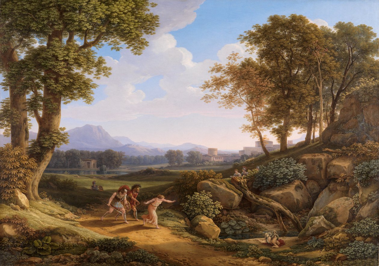 Klasická krajina s Archemorem a Hypsipylé od Johann Christian Reinhart