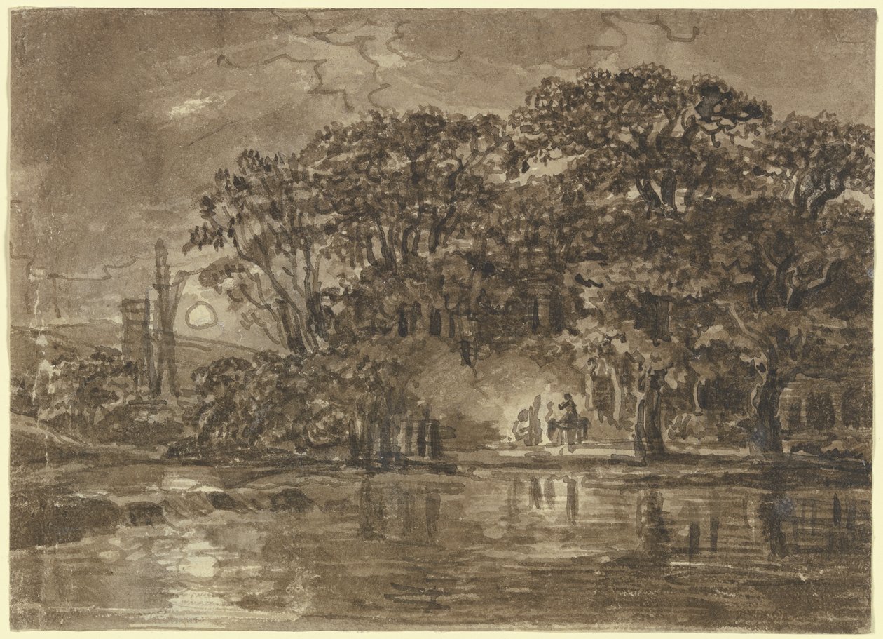 Noční říční krajina od Johann Christian Reinhart