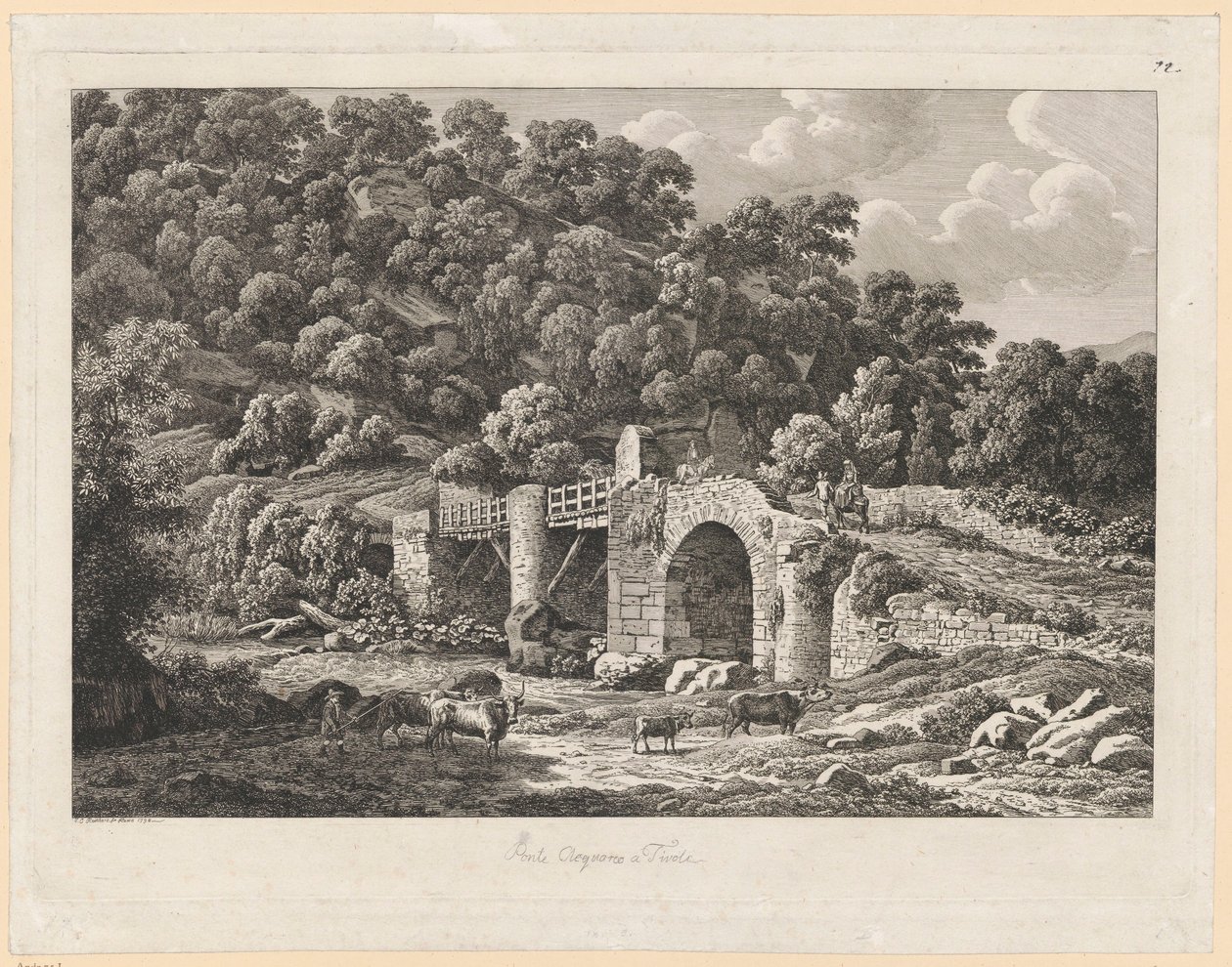 Krajina – Ponte Aquoreo v Tivoli od Johann Christian Reinhart