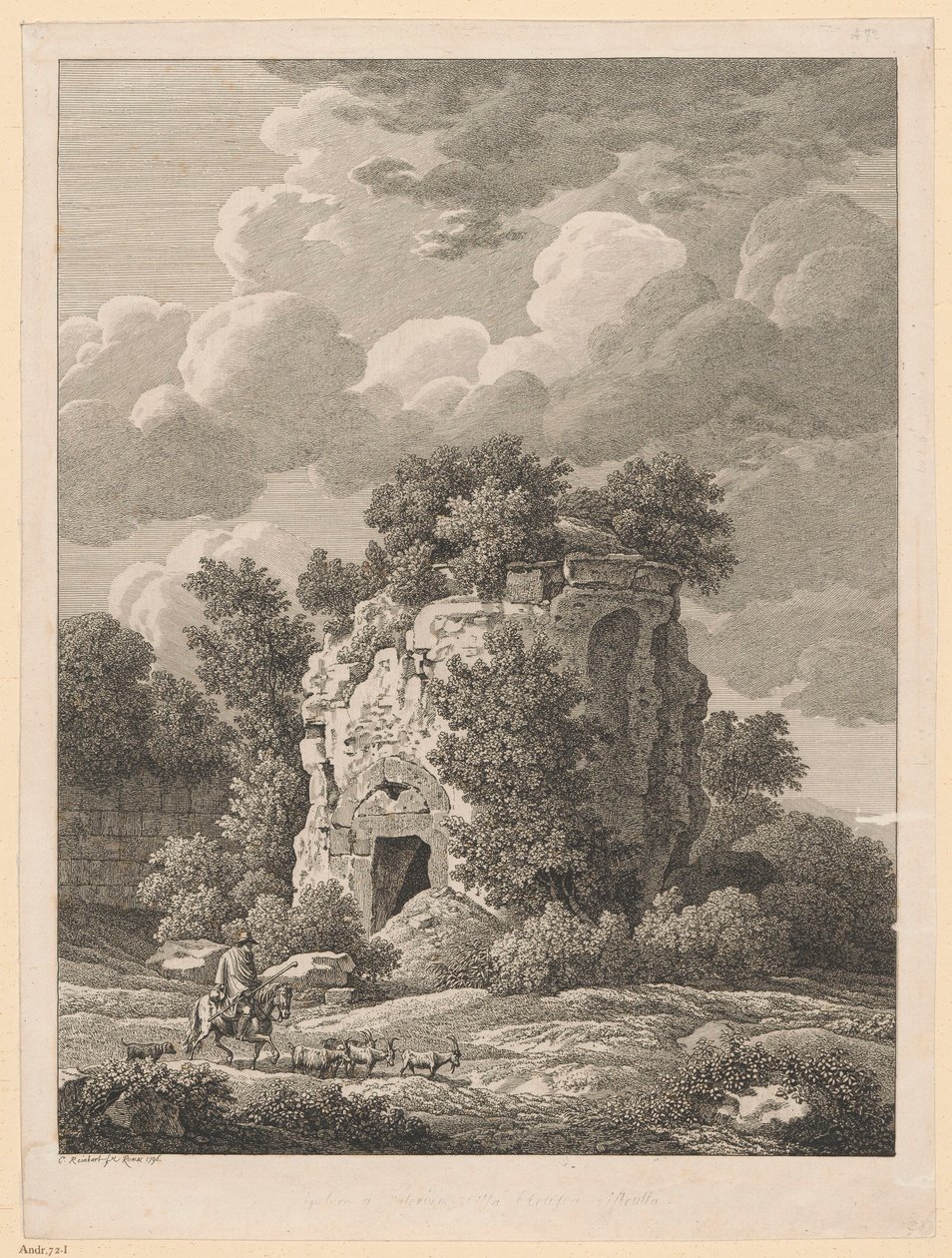 Krajina - Sepolcro a Falerium Cittae Etruscum od Johann Christian Reinhart