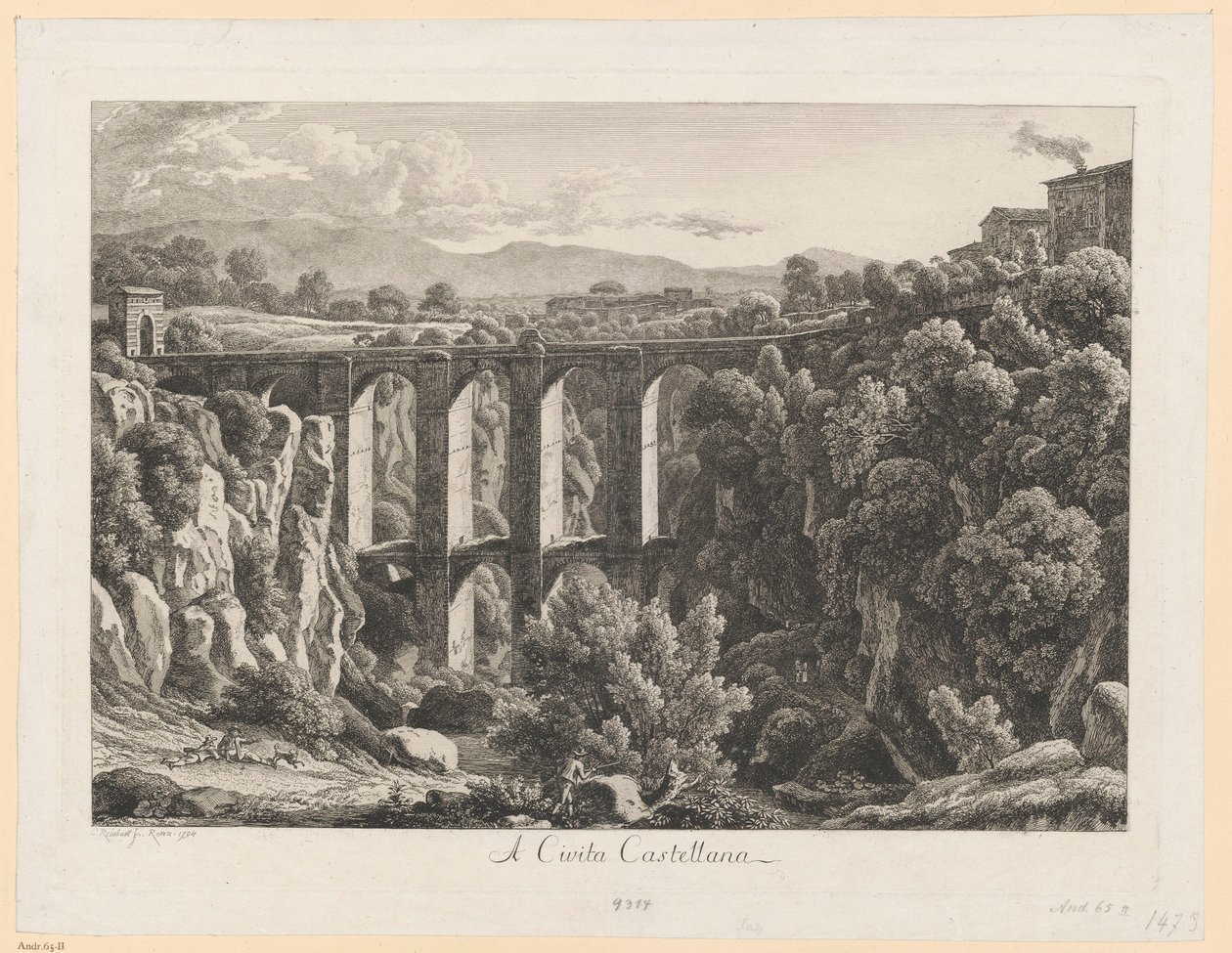 Krajina s akvaduktem - Civita Castellana od Johann Christian Reinhart