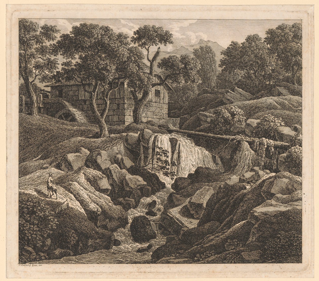 Krajina s vodopádem od Johann Christian Reinhart