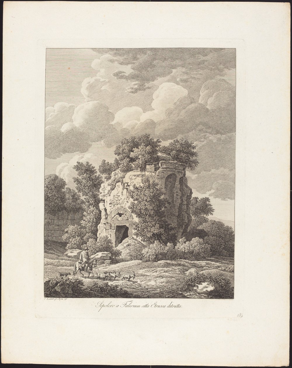 Hrobka ve Faleriu, zničeném etruském městě od Johann Christian Reinhart