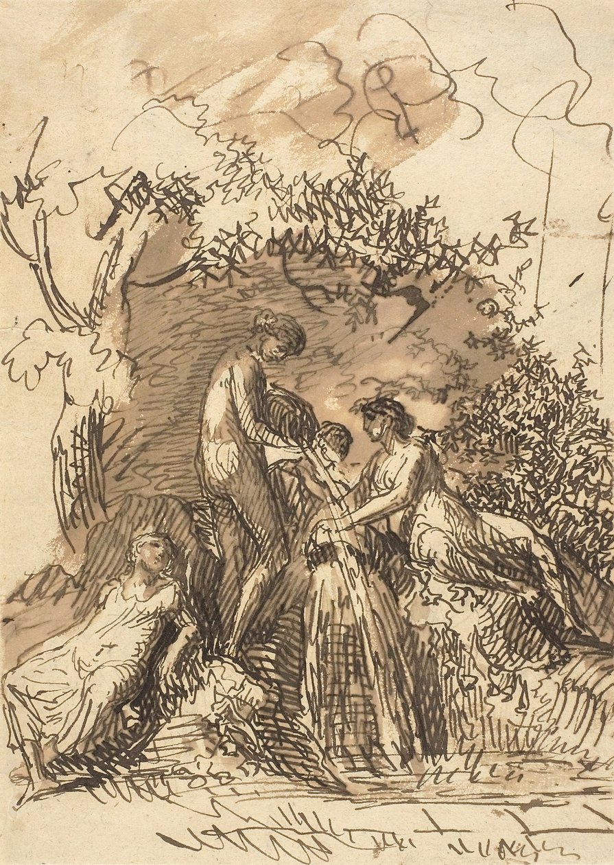 Young Girls at a Fountain, c.1790-99 od Johann Christian Reinhart