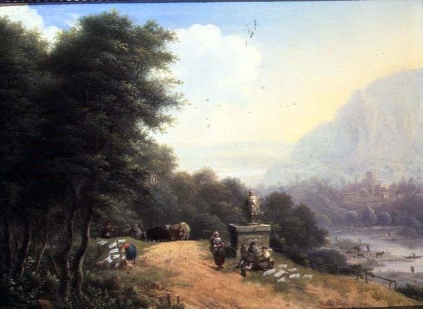 Krajina s prádelními ženami od Johann Christian Vollerdt or Vollaert