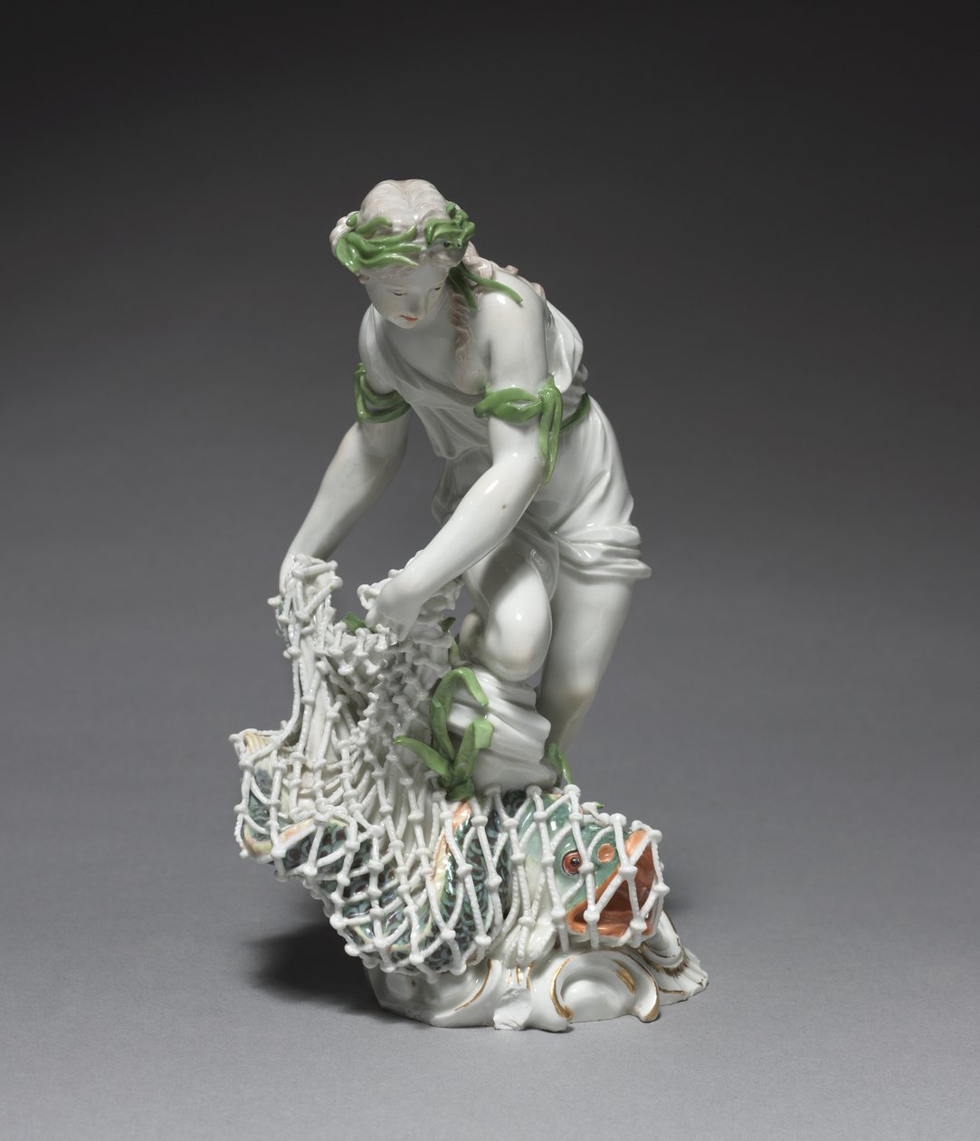 Rybářka, výrobce Porcelánová továrna Ludwigsburg, Německo, kolem 1765 (porcelán se smaltovanou a zlacenou dekorací) od Johann Christian Wilhelm Beyer