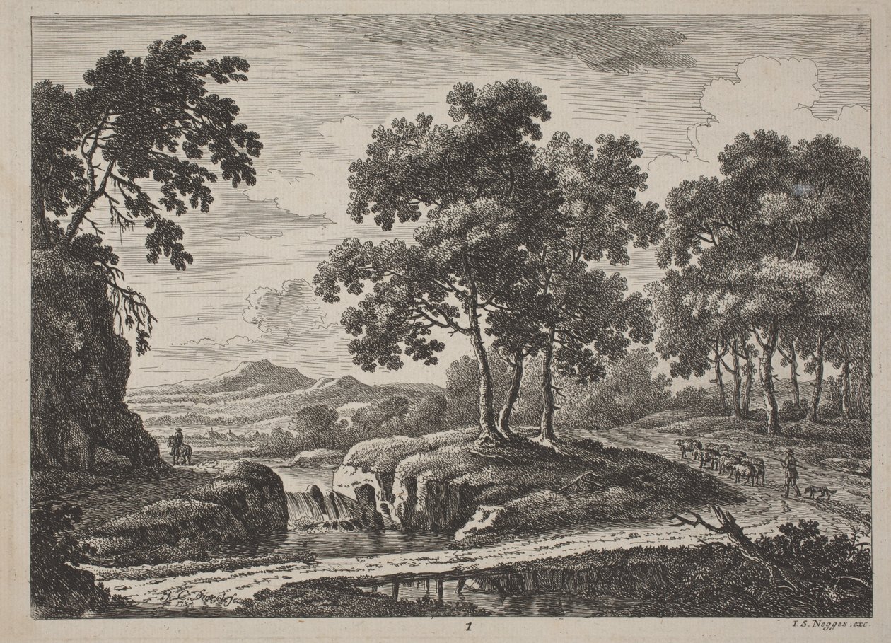 Panoramatické říční krajiny s cestovateli, 1734. od Johann Christoph Dietzsch