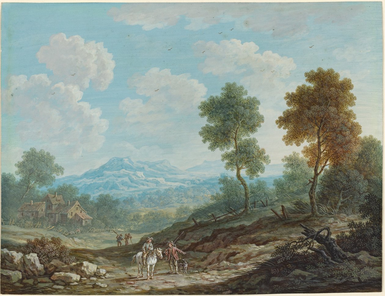 Cestovatelé v širokém údolí, c. 1750. od Johann Christoph Dietzsch