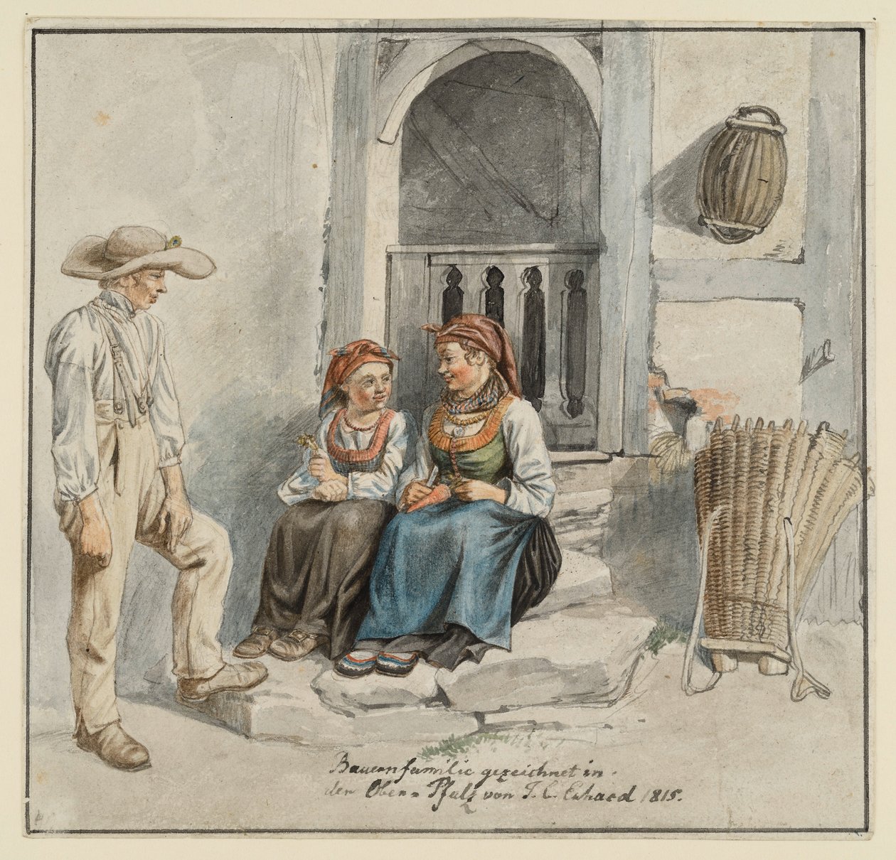 Rolnická rodina před domem od Johann Christoph Erhard