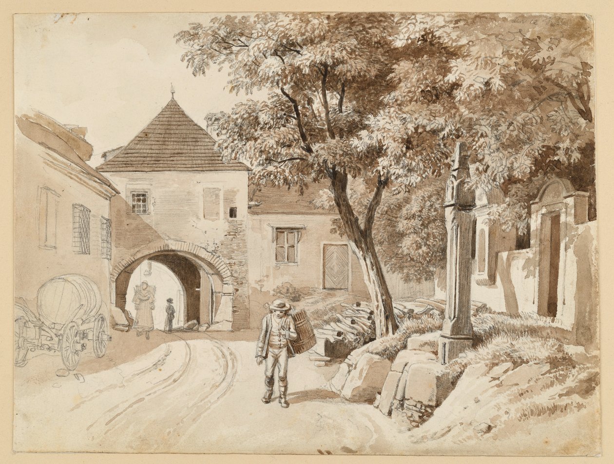 Starý sloup v Oberdöblingu vedle domu Westerhauserových od Johann Christoph Erhard