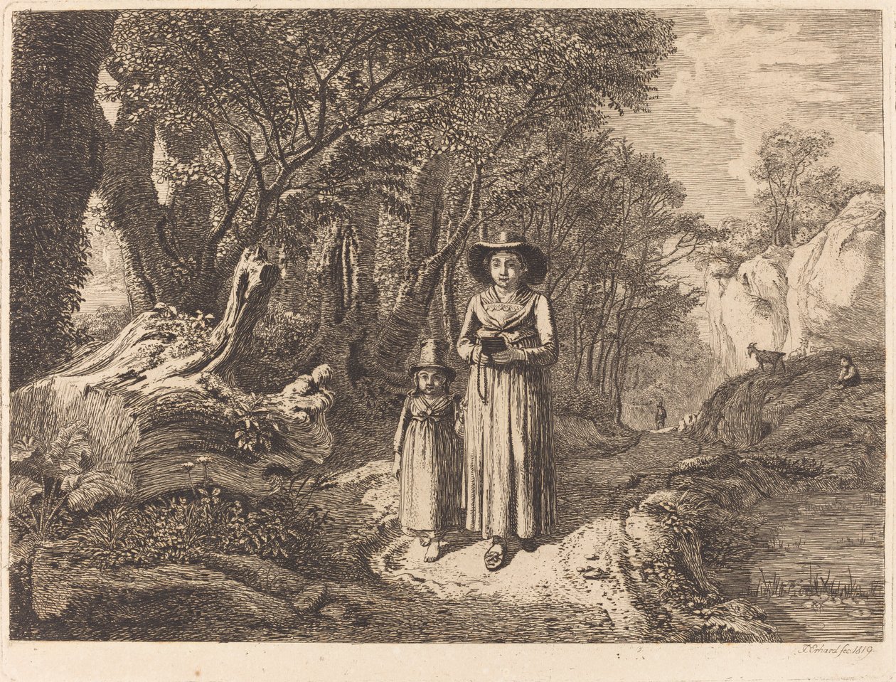 Žena a dítě jdou do kostela od Johann Christoph Erhard