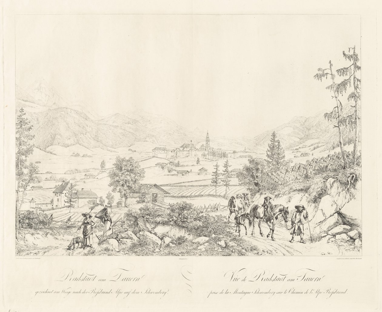 Radstadt u Tauern od Johann Christoph Erhard and Johann Adam Klein after Carl Ludwig Friedrich Viehbeck