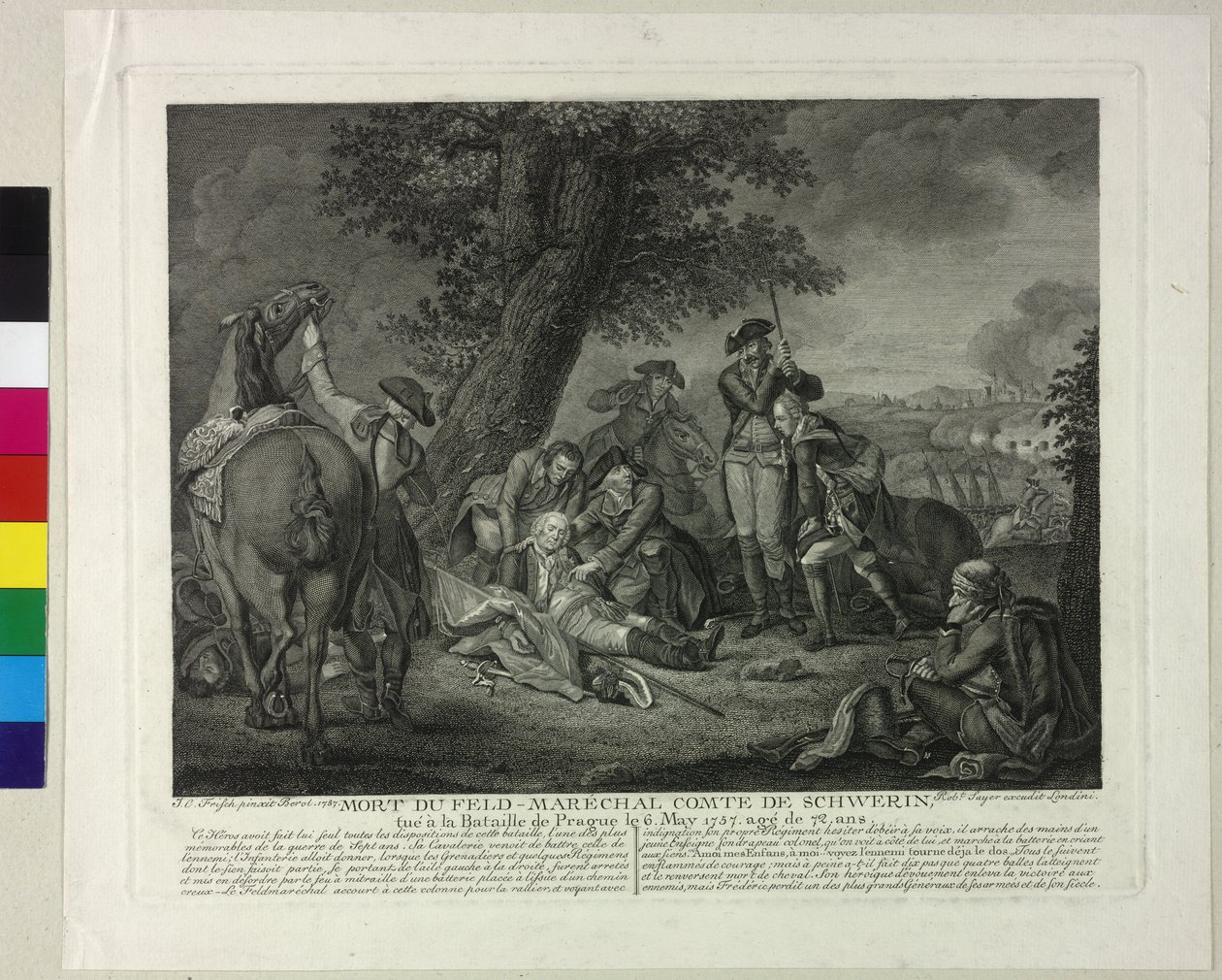 Smrt markraběte Kurta Christopha von Schwerin v bitvě u Prahy 1757 od Johann Christoph Frisch
