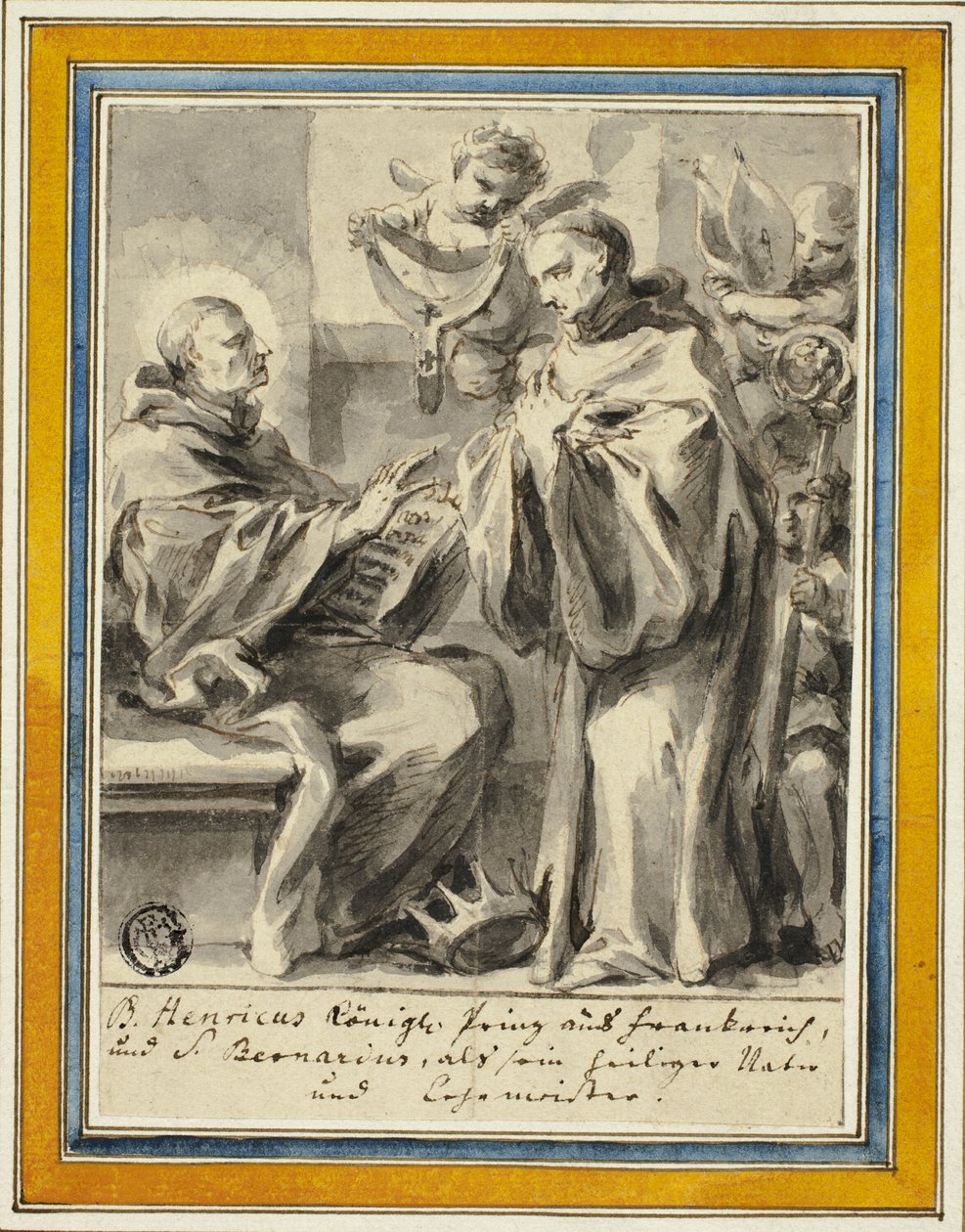 Francouzský král Jindřich a svatý Bernard z Clairvaux od Johann Christoph Lischka