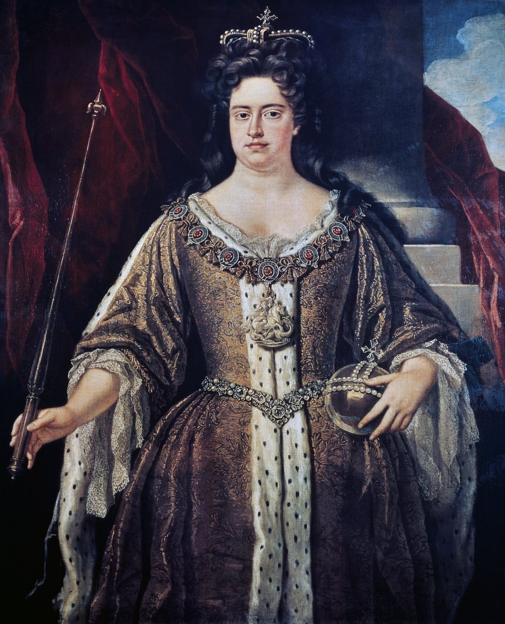 Portrét královny Anny, kolem roku 1702 (olej na plátně) od Johann Closterman