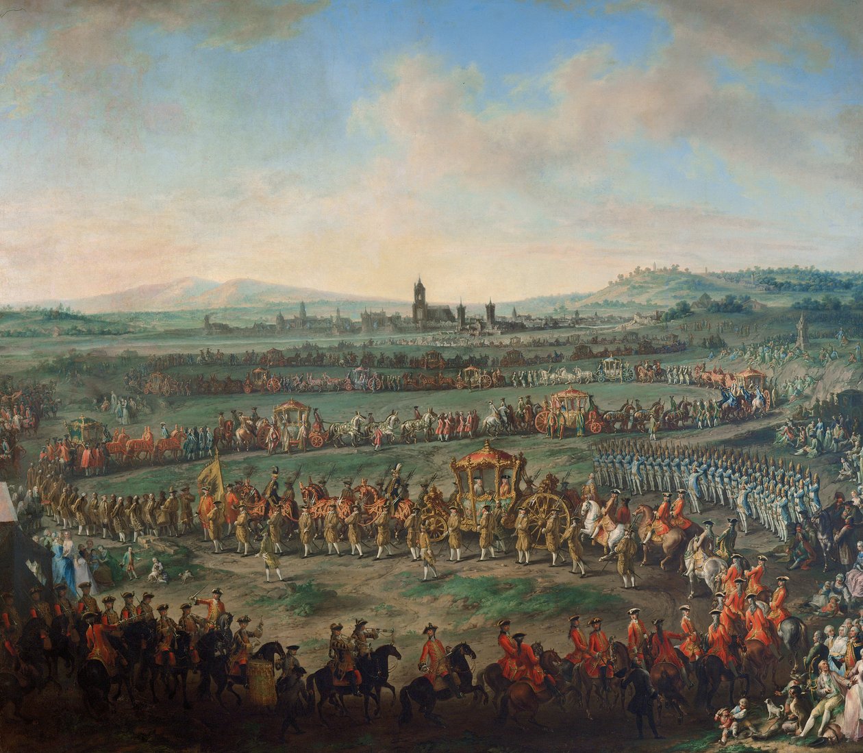 Vjezd císaře Františka I. Štěpána a jeho syna Josefa (II.) do Frankfurtu 29. března 1764 od Johann Dallinger von Dalling