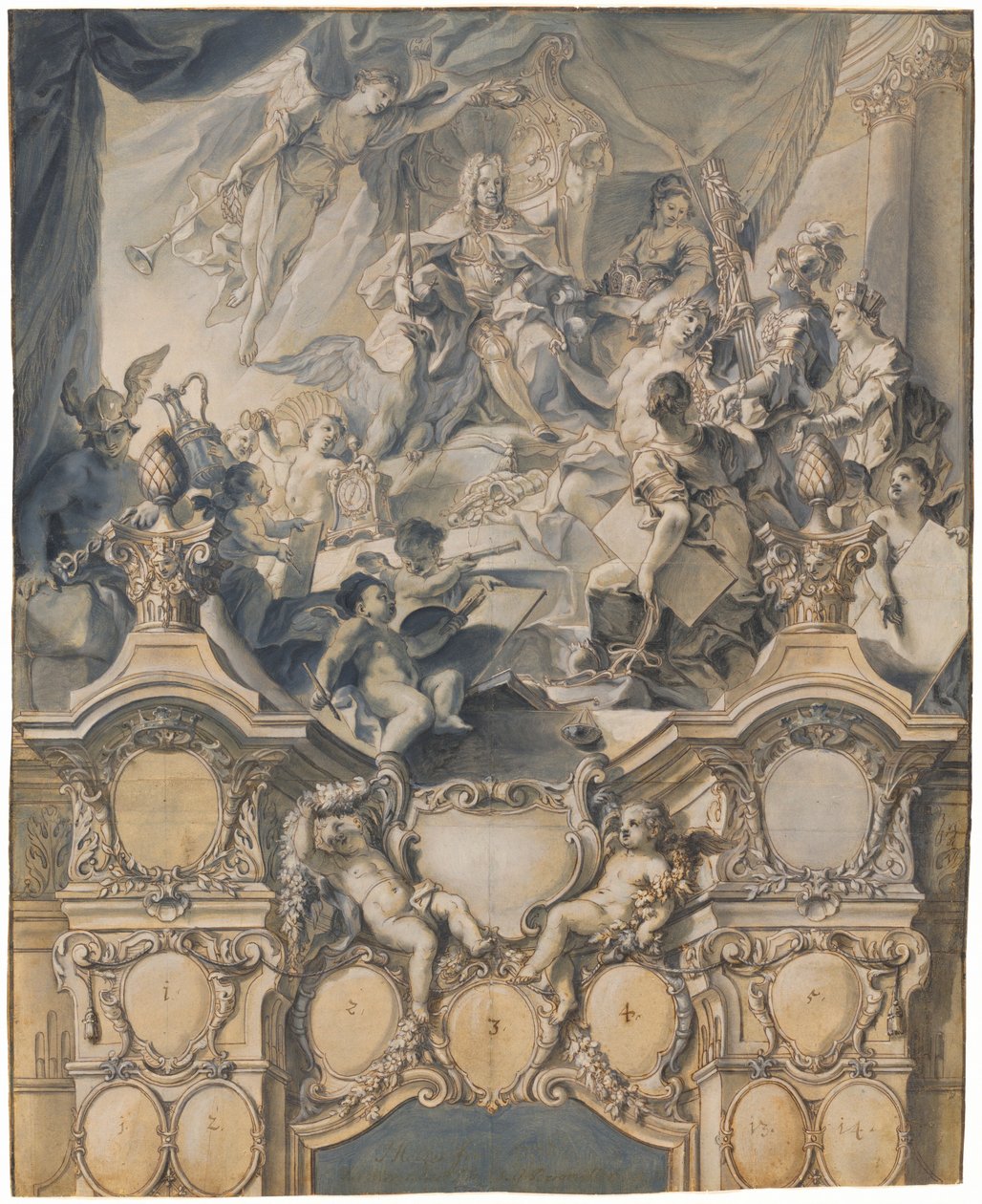 Umění a moc vzdávají hold císaři Karlu VI od Johann Evangelist Holzer