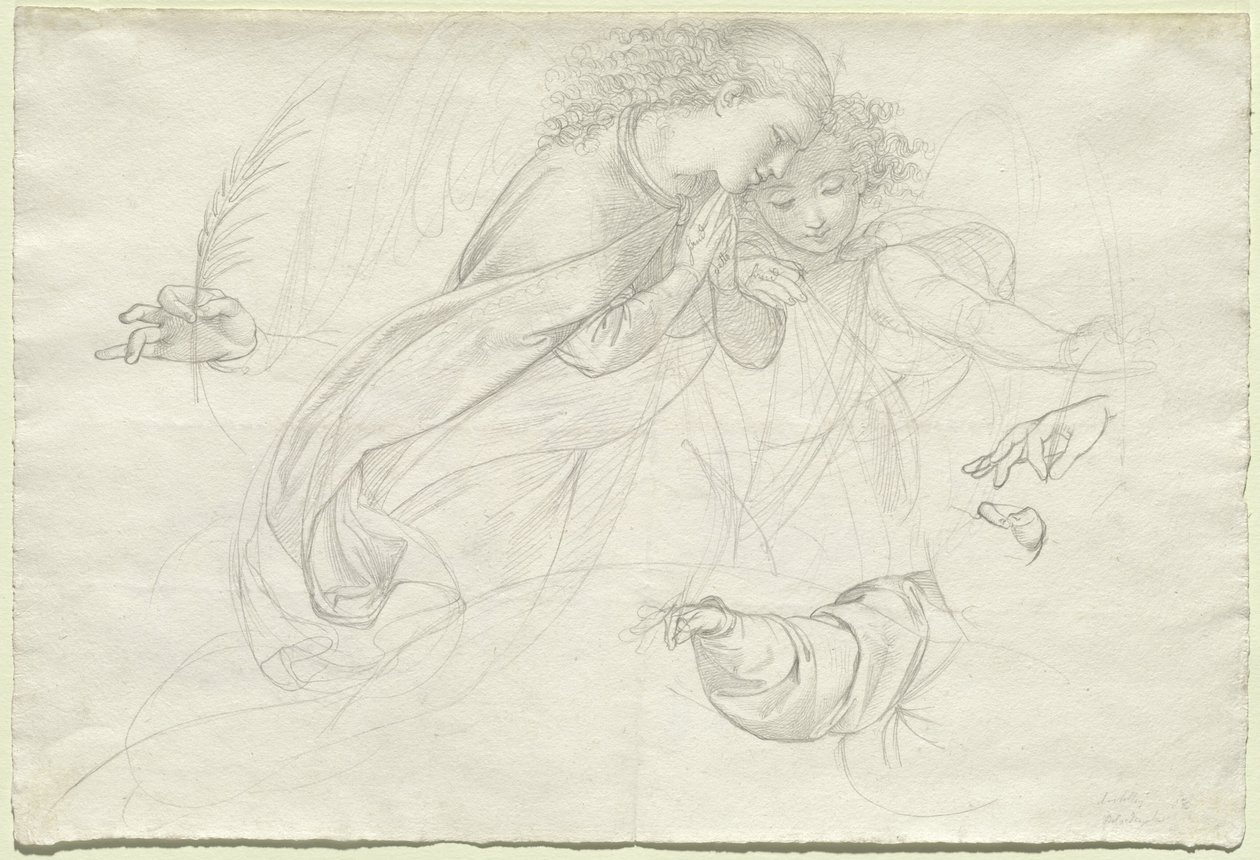 Dva truchlící andělé (verze) od Johann Evangelist Scheffer von Leonhardshoff