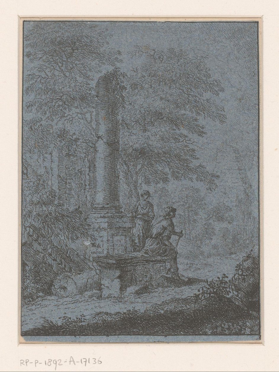Krajina s ruinami a dvěma postavami od Johann Friedrich Alexander Thiele