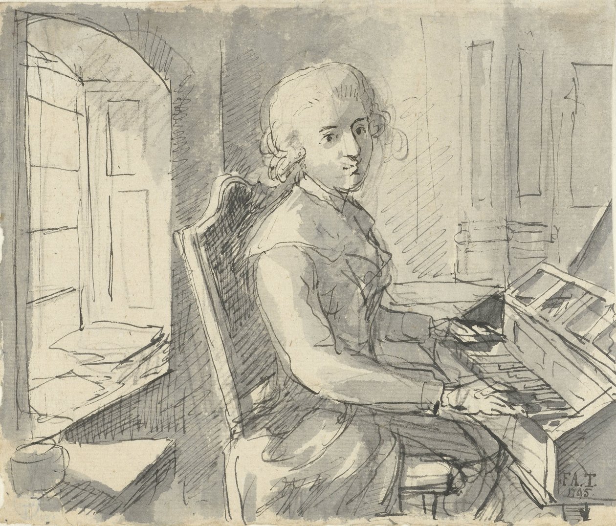 Klavírista sedící u klávesnice od Johann Friedrich August Tischbein