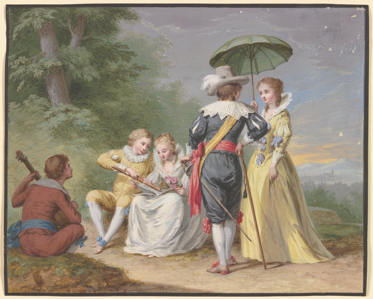 Hudební společnost na okraji lesa od Johann Friedrich August Tischbein