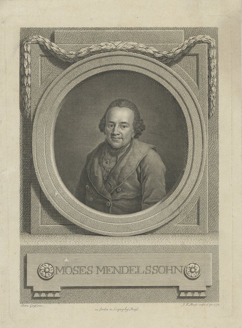 Portrét Mojžíše Mendelssohna 1729-1786, 1772. od Johann Friedrich Bause