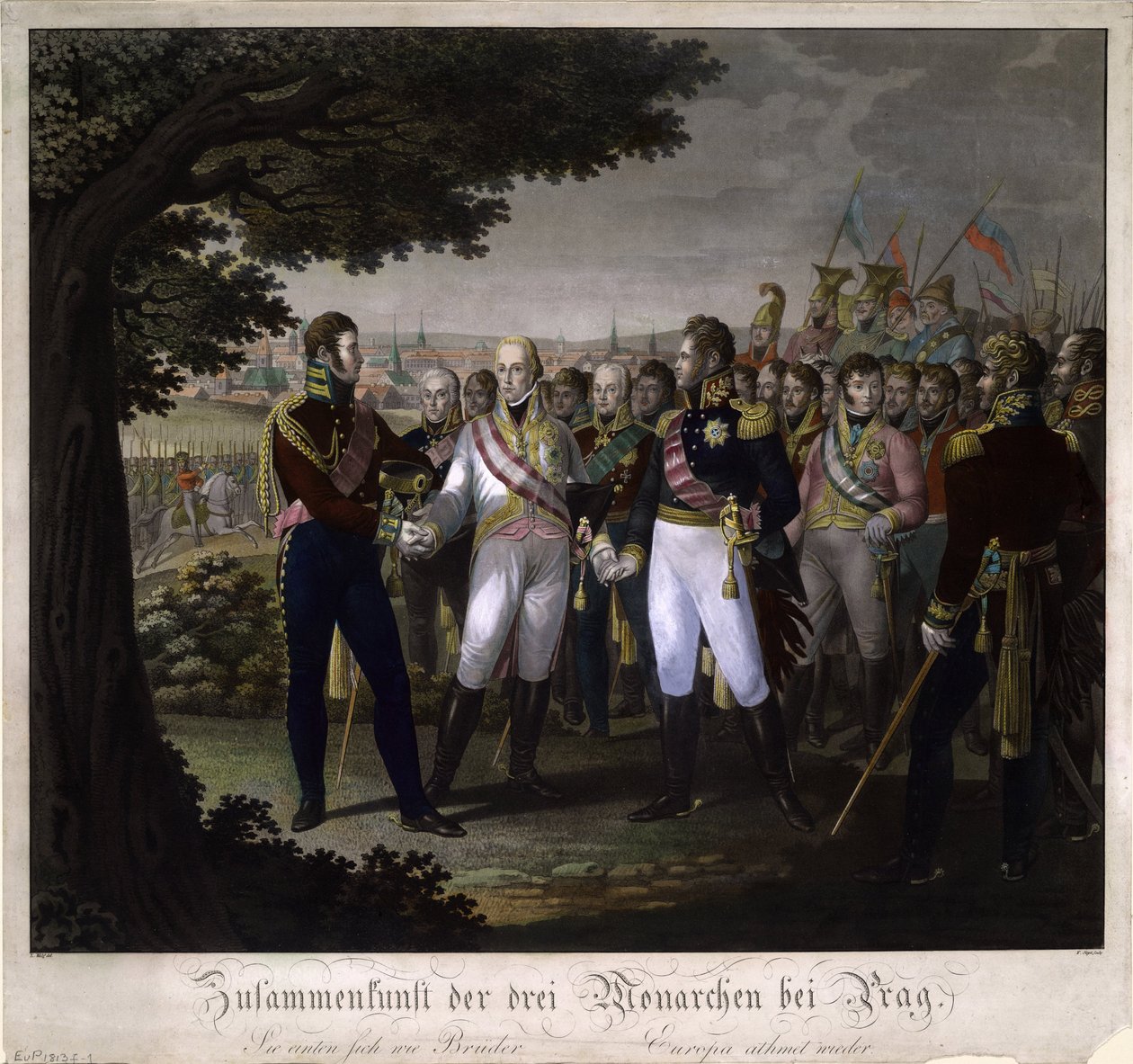 Setkání císařů Františka I. Rakouského, Alexandra I. Ruského a Fridricha Viléma III od Johann Friedrich Jügel