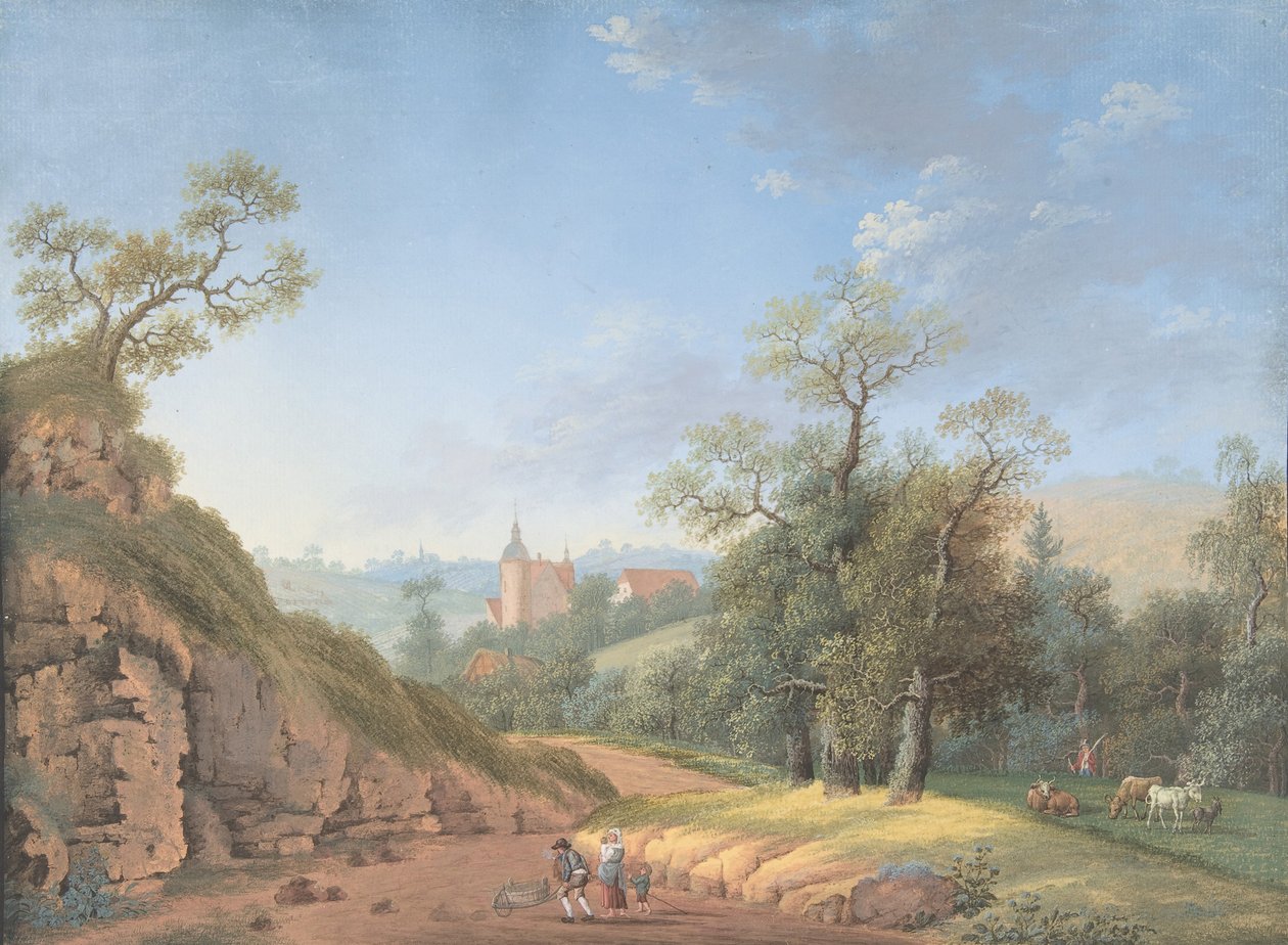 Selská rodina v krajině, konec 18.-19. století. od Johann Friedrich Nagel