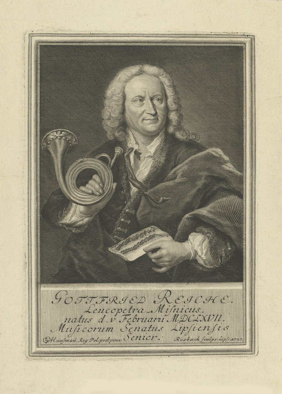 Portrét trumpetisty a skladatele Gottfrieda Reiche 1667-1734, 1727. od Johann Friedrich Rosbach