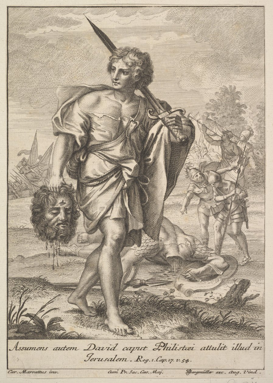 David s hlavou Goliáše, 1705-62. od Johann Georg Bergmuller
