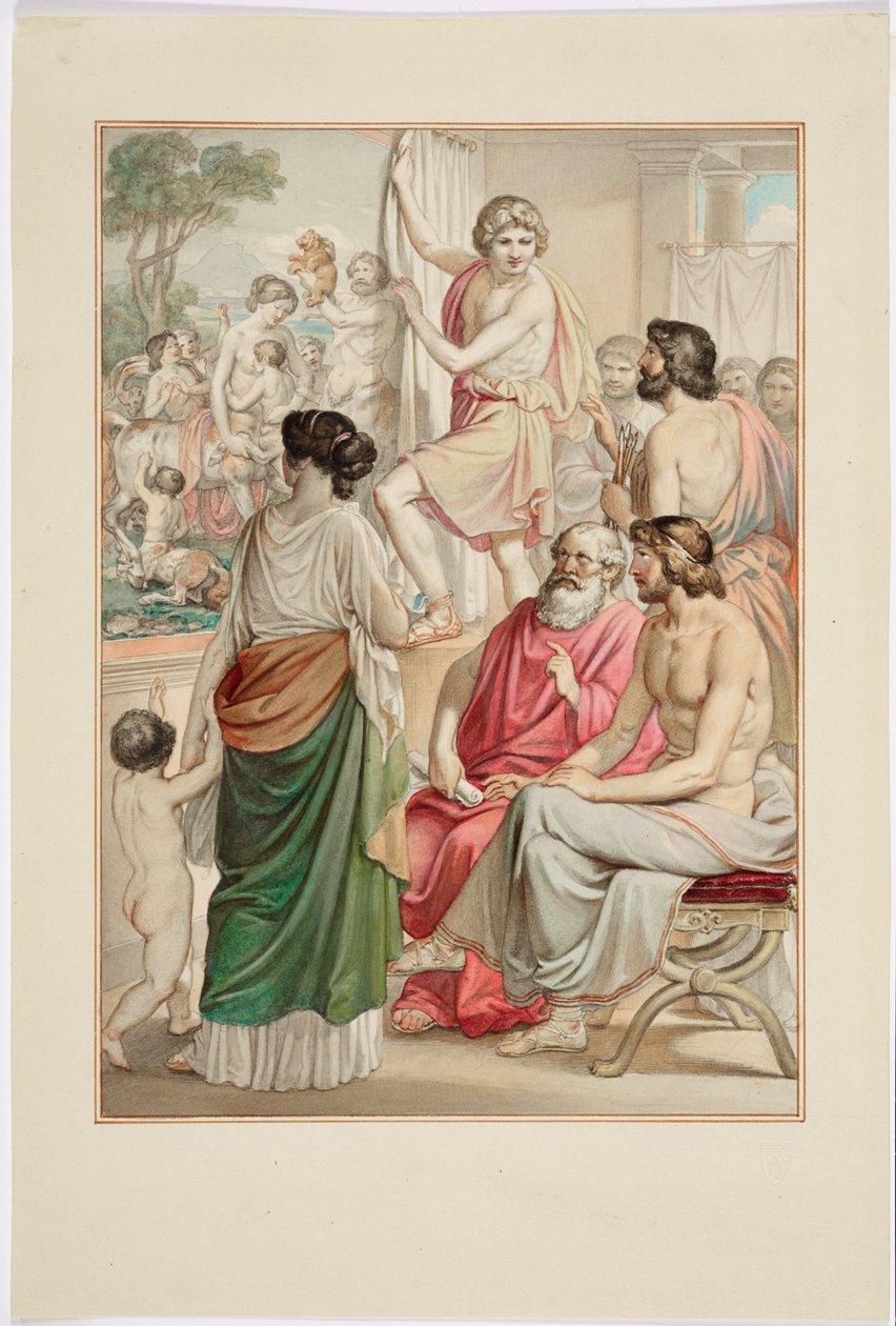 Malíř Zeuxis představuje svůj obraz kentaura od Johann Georg Hiltensperger