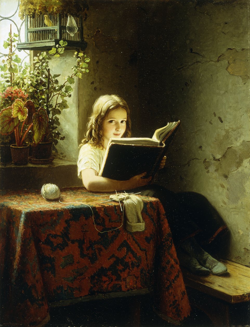 Dívka čtení; Čtecí dívka, 1871 od Johann Georg Meyer