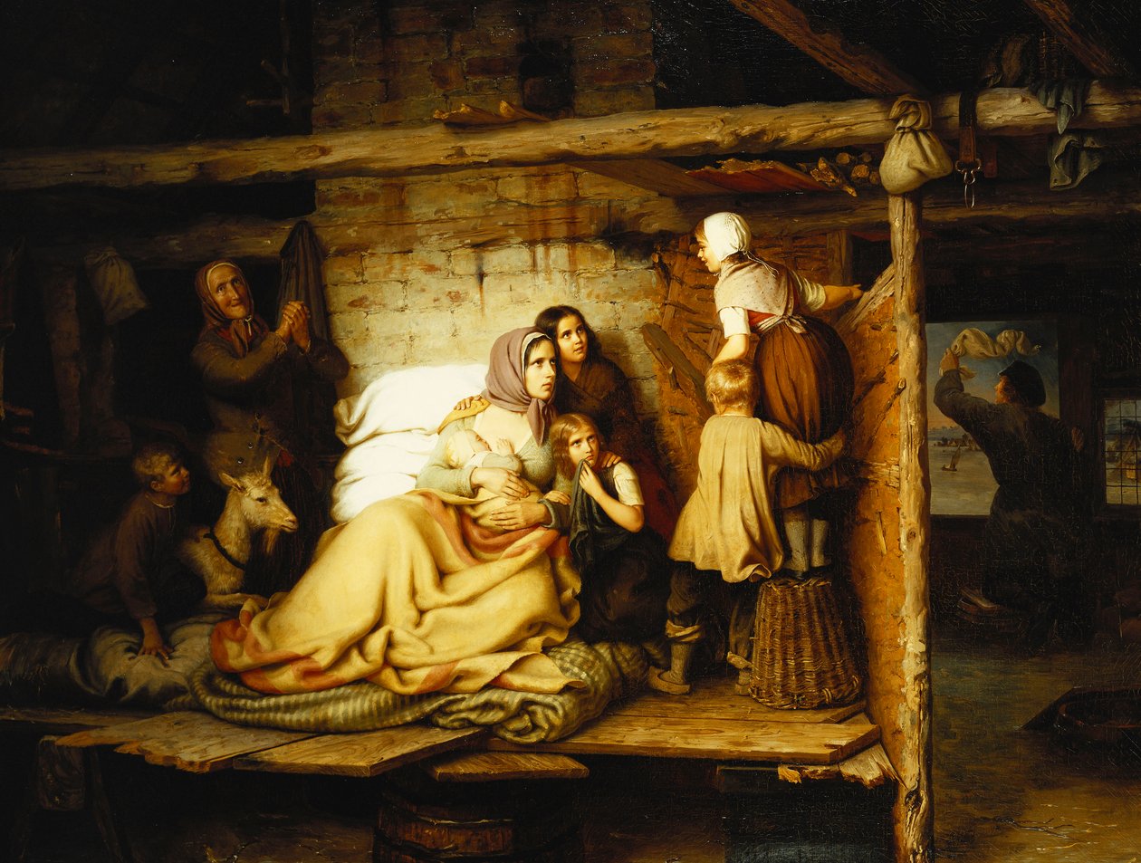 Povodeň; Die Uberschwemmten, 1846 od Johann Georg Meyer
