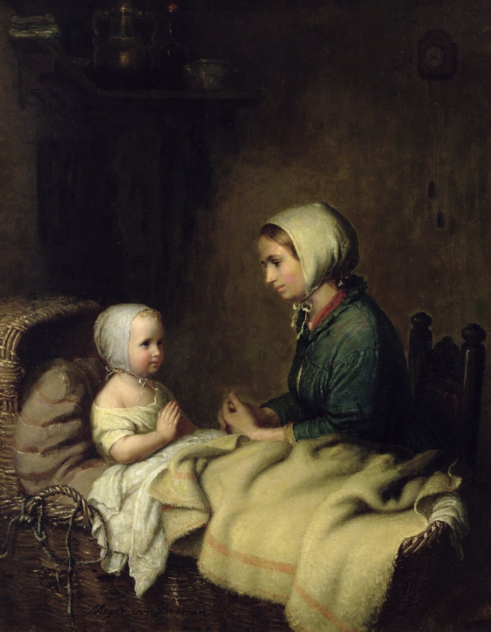 Holčička se modlí v posteli od Johann Georg Meyer von Bremen