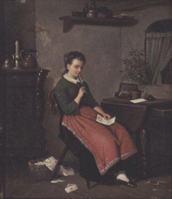 Mladá dívka píše milostný dopis od Johann Georg Meyer von Bremen