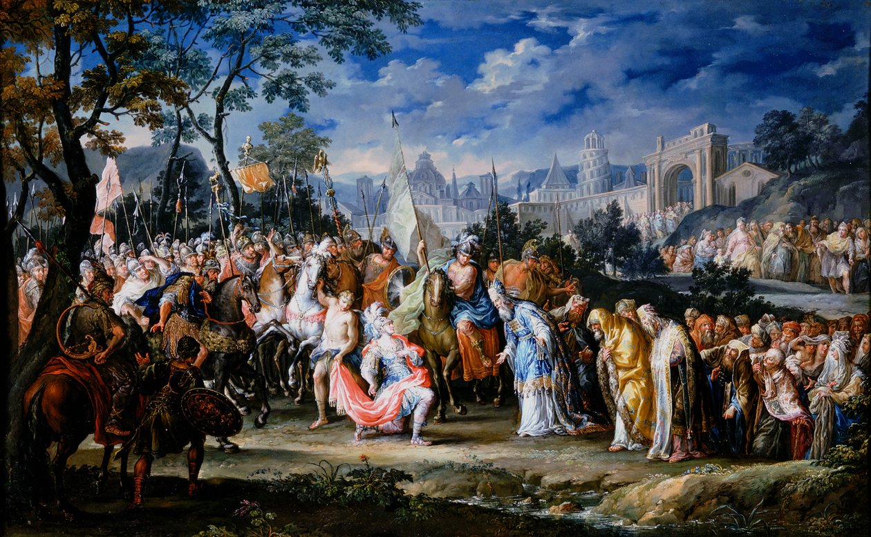 „Vstup Alexandra Velikého do Babylonu“, 331 př. n. l., 18. století od Johann Georg Platzer